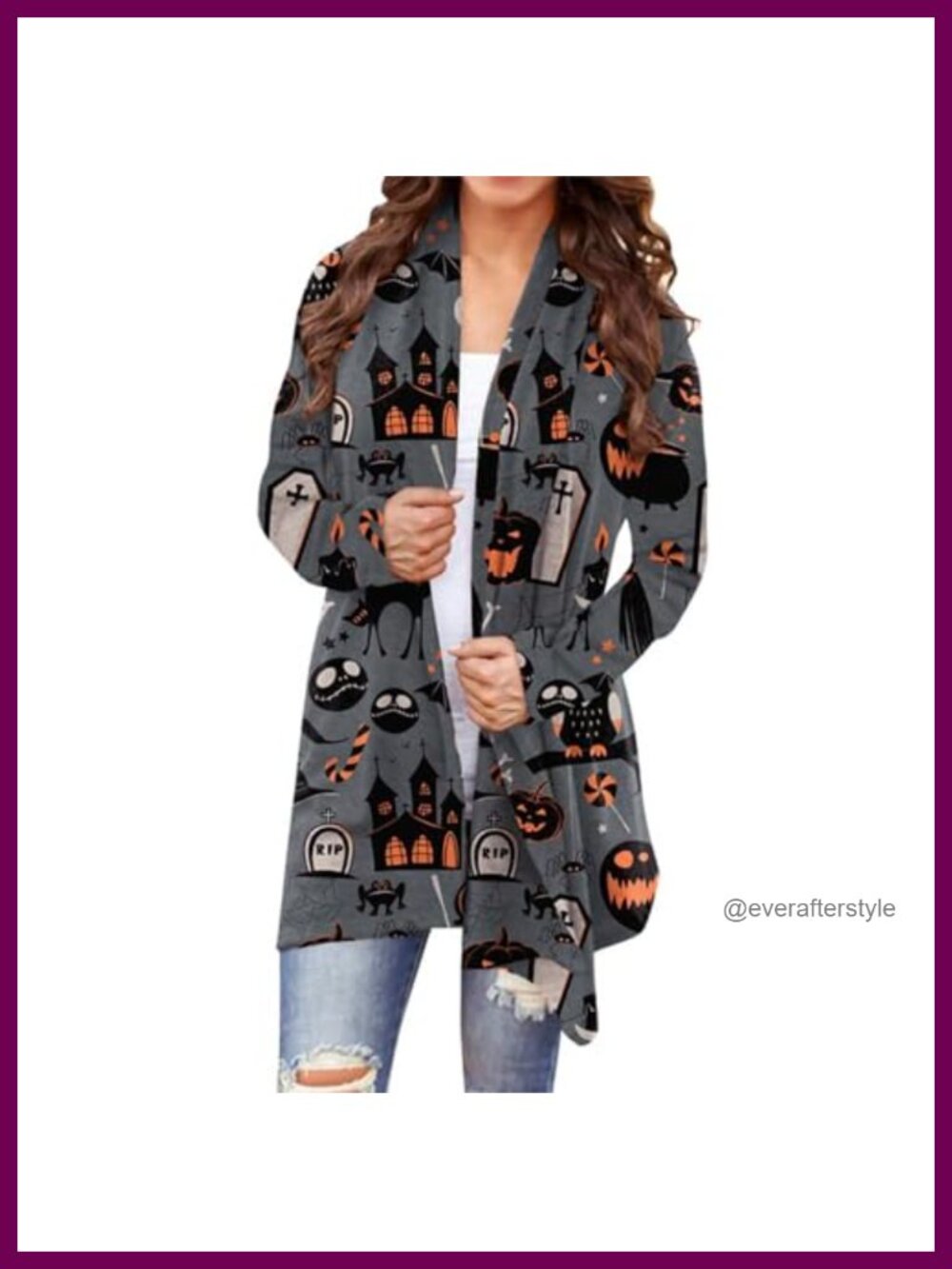 Halloween Pumpkin Cat Knit Cardigan Long Sleeve Open Front Women's Sweater